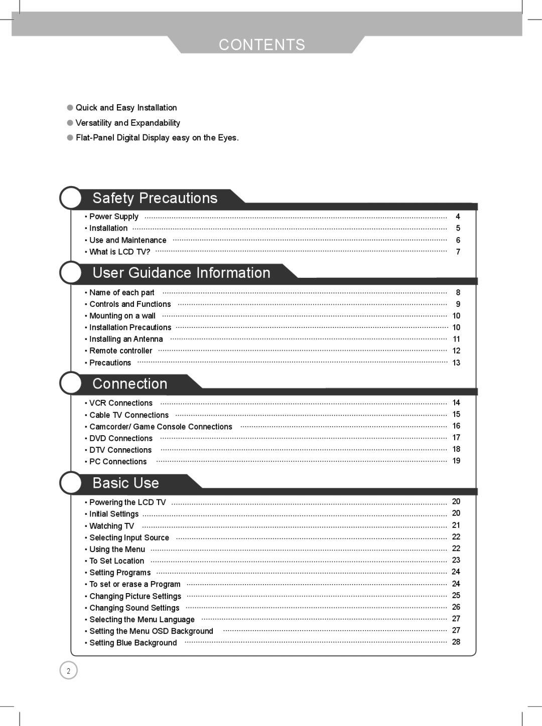 Daewoo DLP-3022, DLP-2622 user manual Contents 