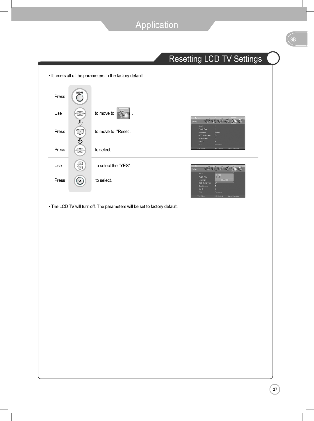 Daewoo DLP-2622, DLP-3022 user manual Resetting LCD TV Settings 