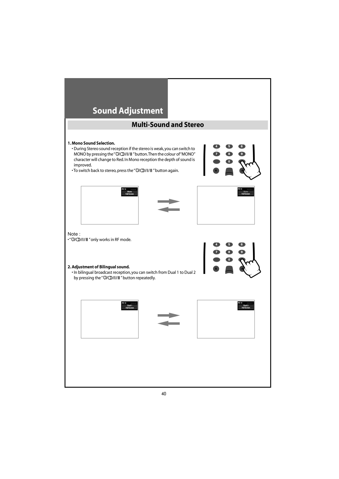 Daewoo DLT-22W4T, DLT-20J9T, DLT-20J1T, DLT-20J3T, DLT-19W4T instruction manual Multi-Sound and Stereo 