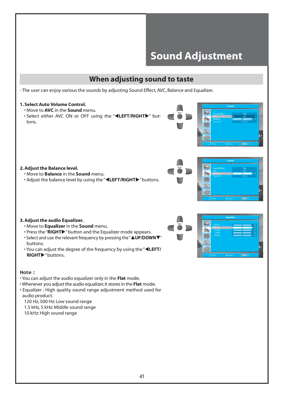 Daewoo DLT-26C2, DLT-26C3, DLT-32C1, DLT-32C2, DLT-32C3, DLT-37C3 instruction manual When adjusting sound to taste 