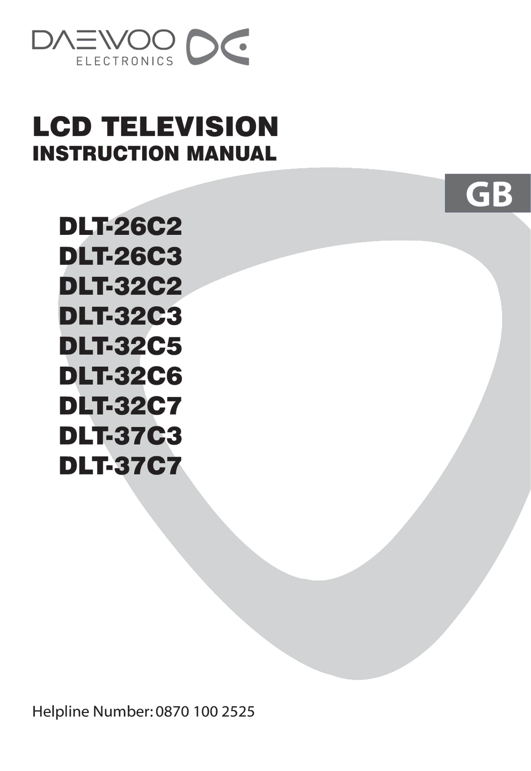 Daewoo DLT-32C5, DLT-37C7, DLT-32C7, DLT-32C6 instruction manual LCD Television 