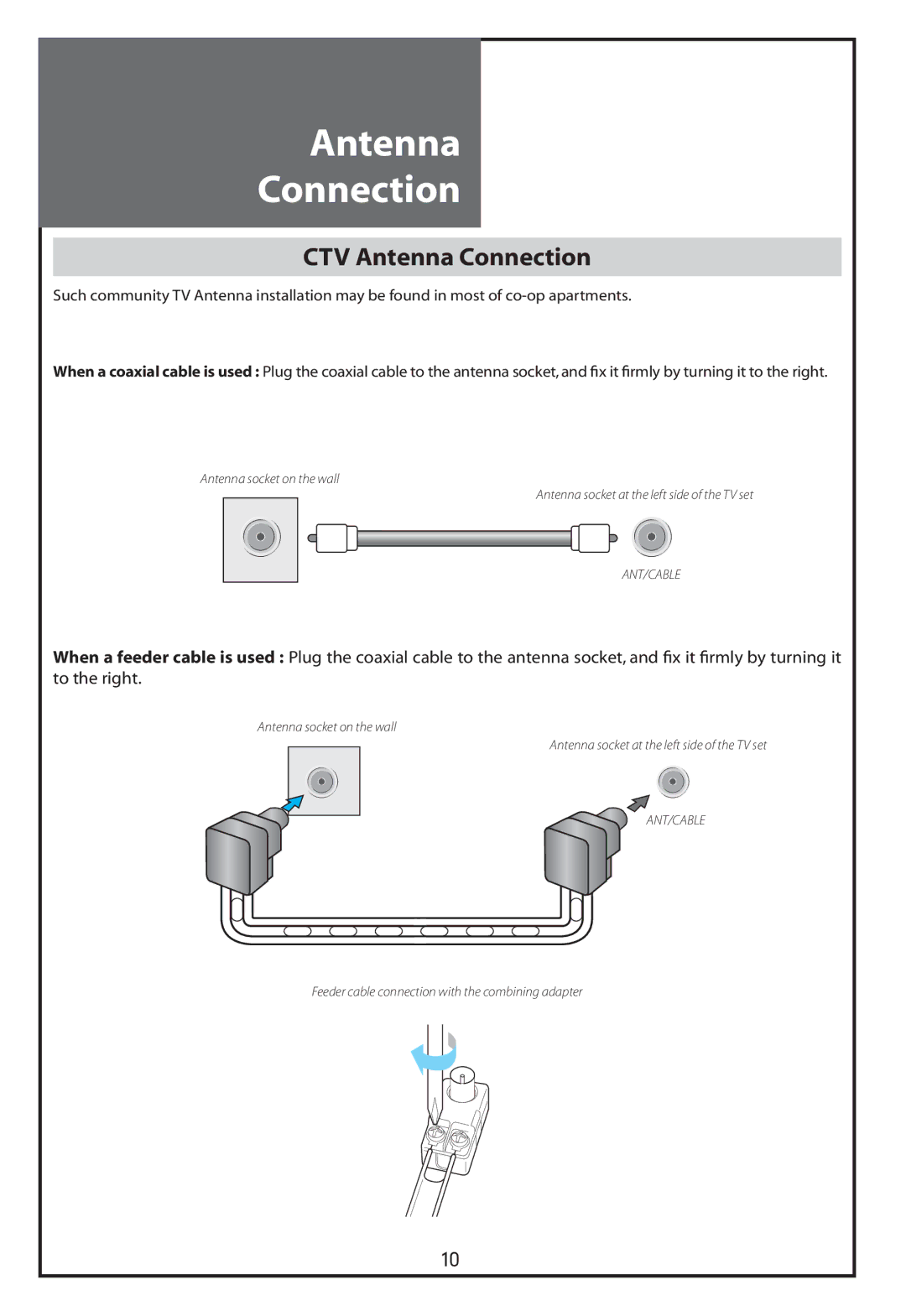 Daewoo DLT-32C7, DLT-37C7, DLT-32C5, DLT-32C6 instruction manual CTV Antenna Connection 