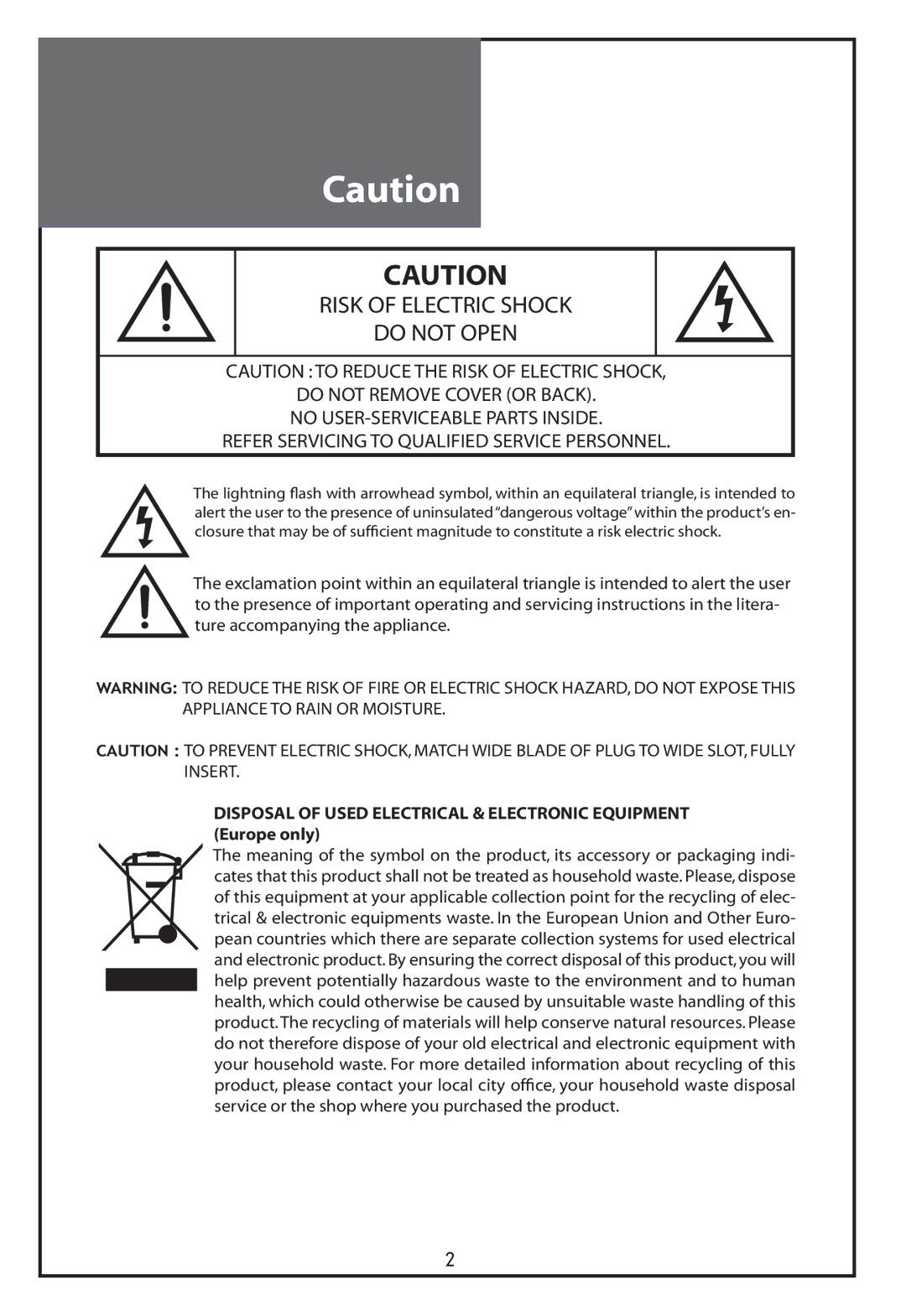 Daewoo DLT-32C7, DLT-37C7, DLT-32C5, DLT-32C6 instruction manual Risk of Electric Shock Do not Open 