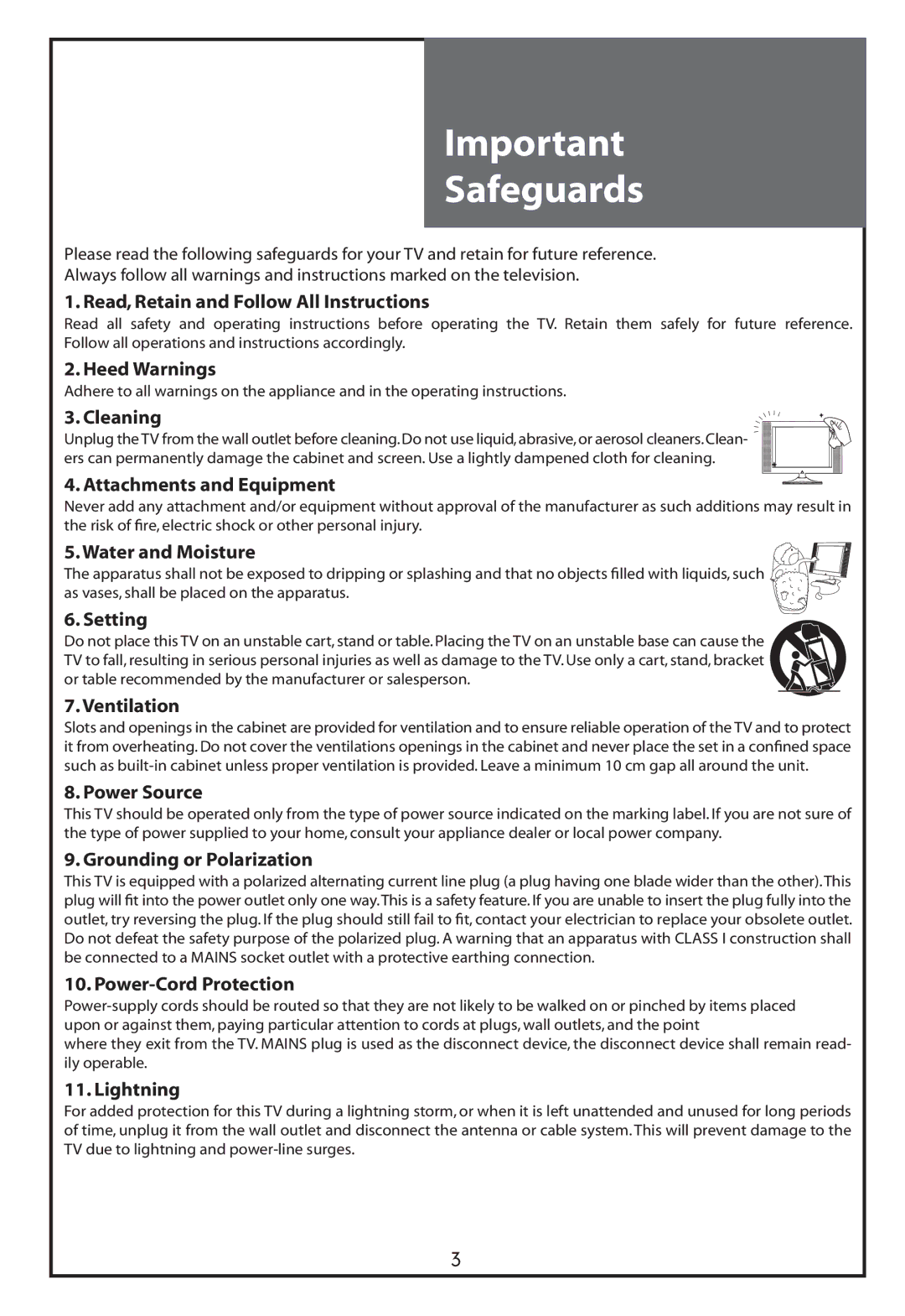 Daewoo DLT-32C6, DLT-37C7, DLT-32C5, DLT-32C7 instruction manual Safeguards 