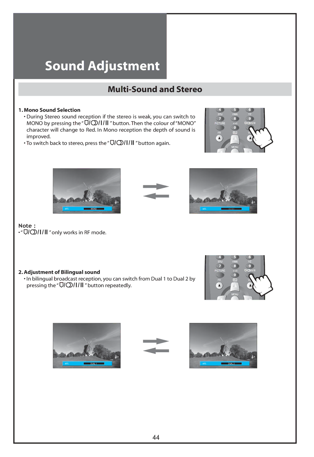 Daewoo DLT-37C7, DLT-32C5, DLT-32C7, DLT-32C6 instruction manual Multi-Sound and Stereo 