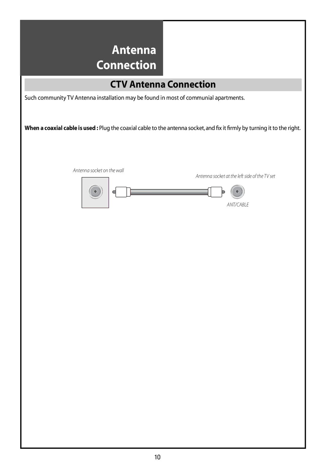 Daewoo DLT-42G1, DLT-37G1, DLT-32G1 instruction manual CTV Antenna Connection 