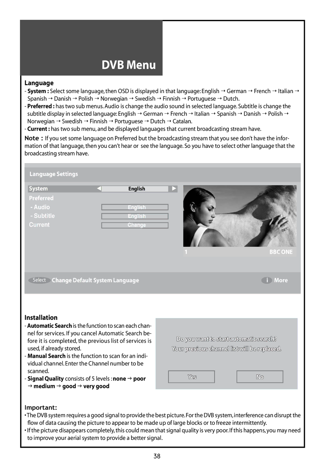 Daewoo DLT-32G1, DLT-37G1, DLT-42G1 instruction manual Language, Installation 