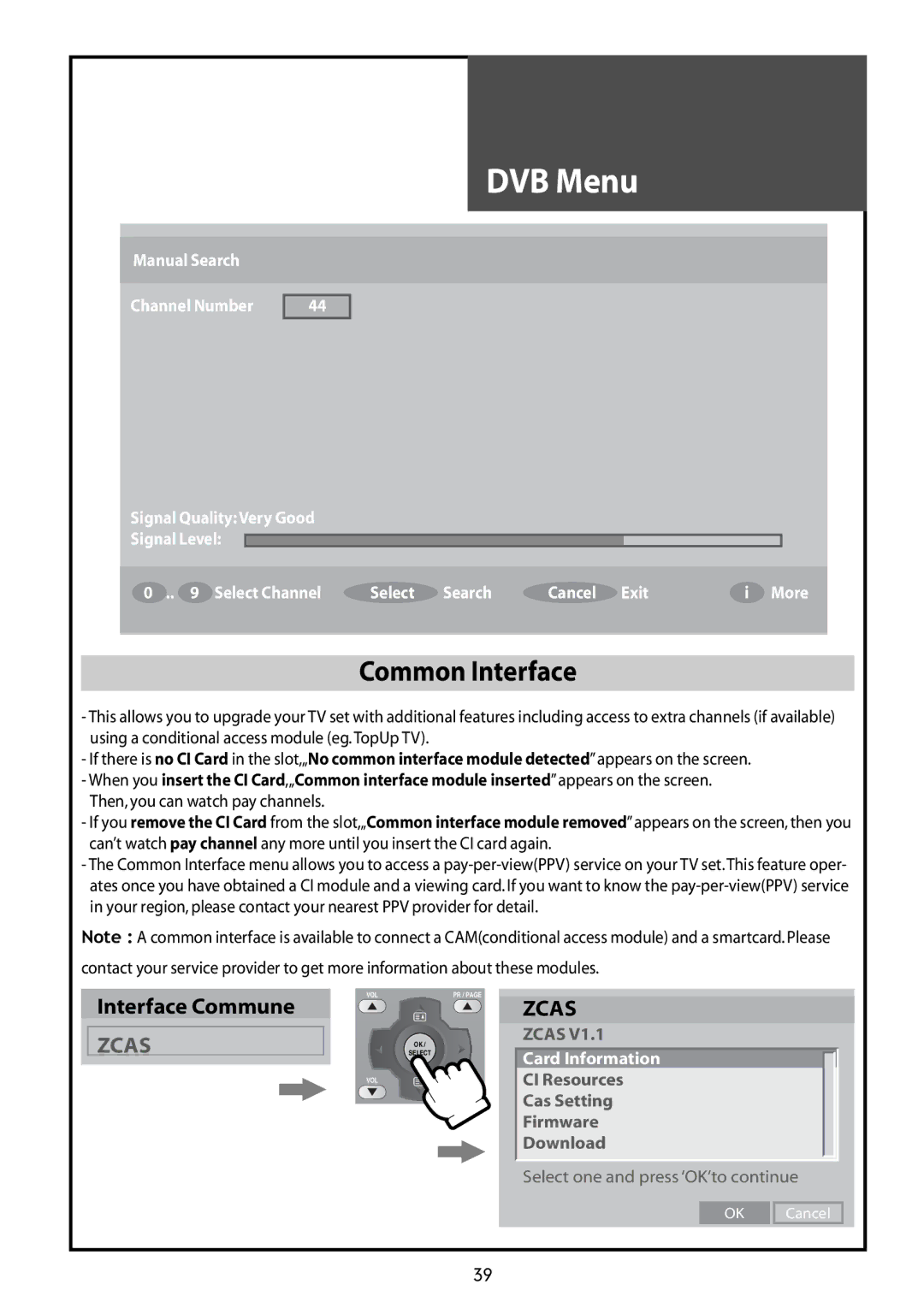 Daewoo DLT-37G1, DLT-42G1, DLT-32G1 instruction manual Common Interface, Zcas 