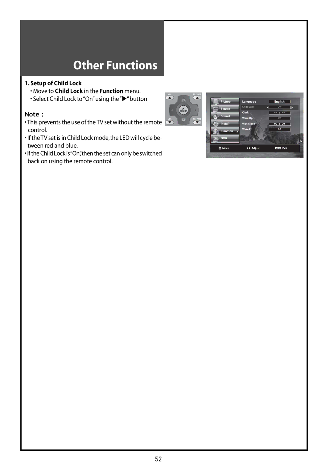 Daewoo DLT-42G1, DLT-37G1, DLT-32G1 instruction manual Other Functions 