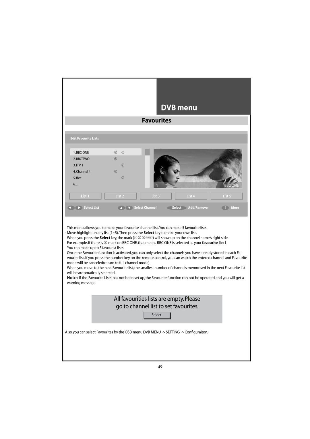 Daewoo DLT-46U1FH, DLT-42U1/G1FH, DLT-46U1HZ, DLT-42U1/G1HZ instruction manual Favourites 