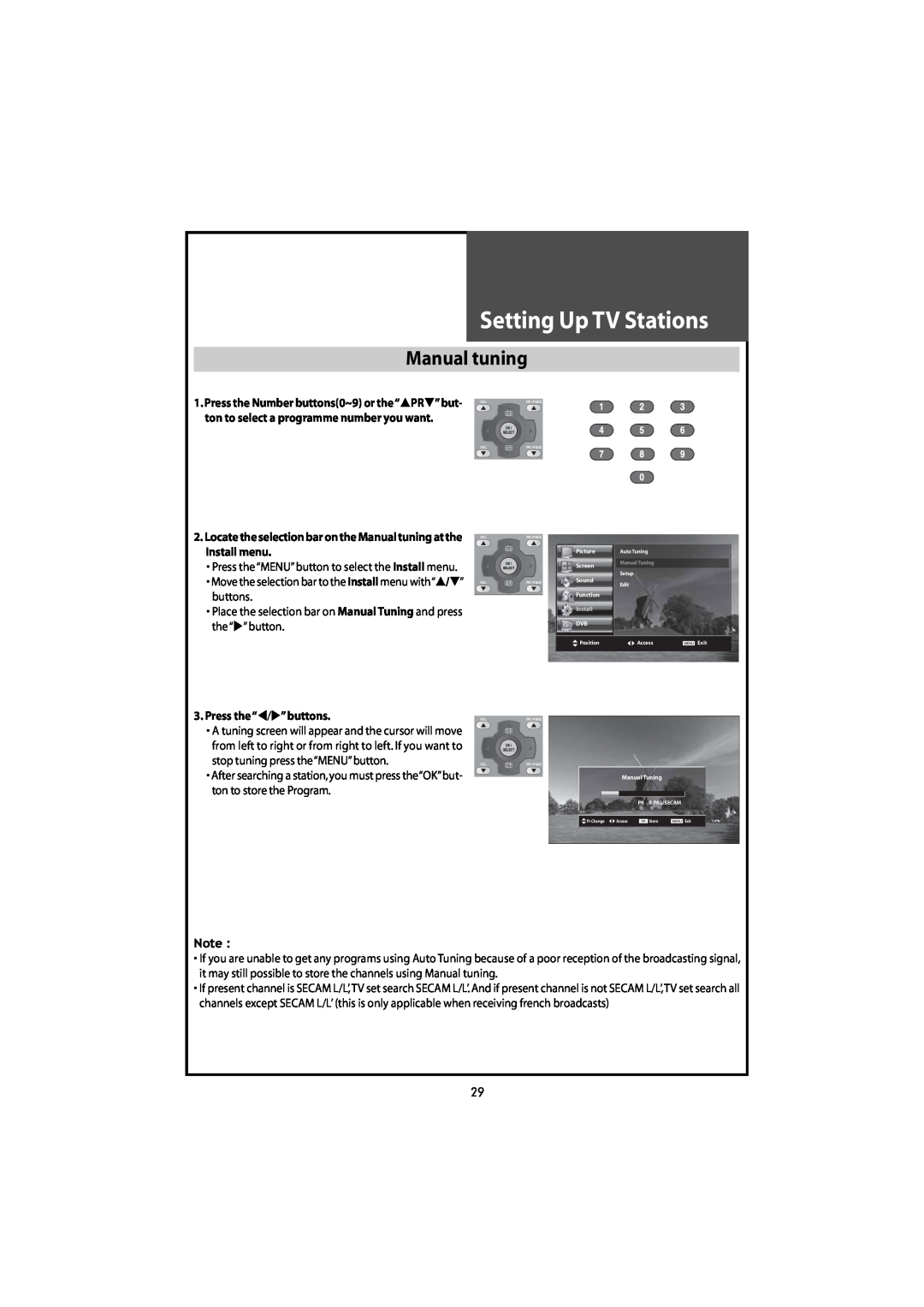 Daewoo DLT-46U1FH, DLT-42U1/G1FH, DLT-46U1HZ, DLT-42U1/G1HZ instruction manual Manual tuning, Setting UpTV Stations 