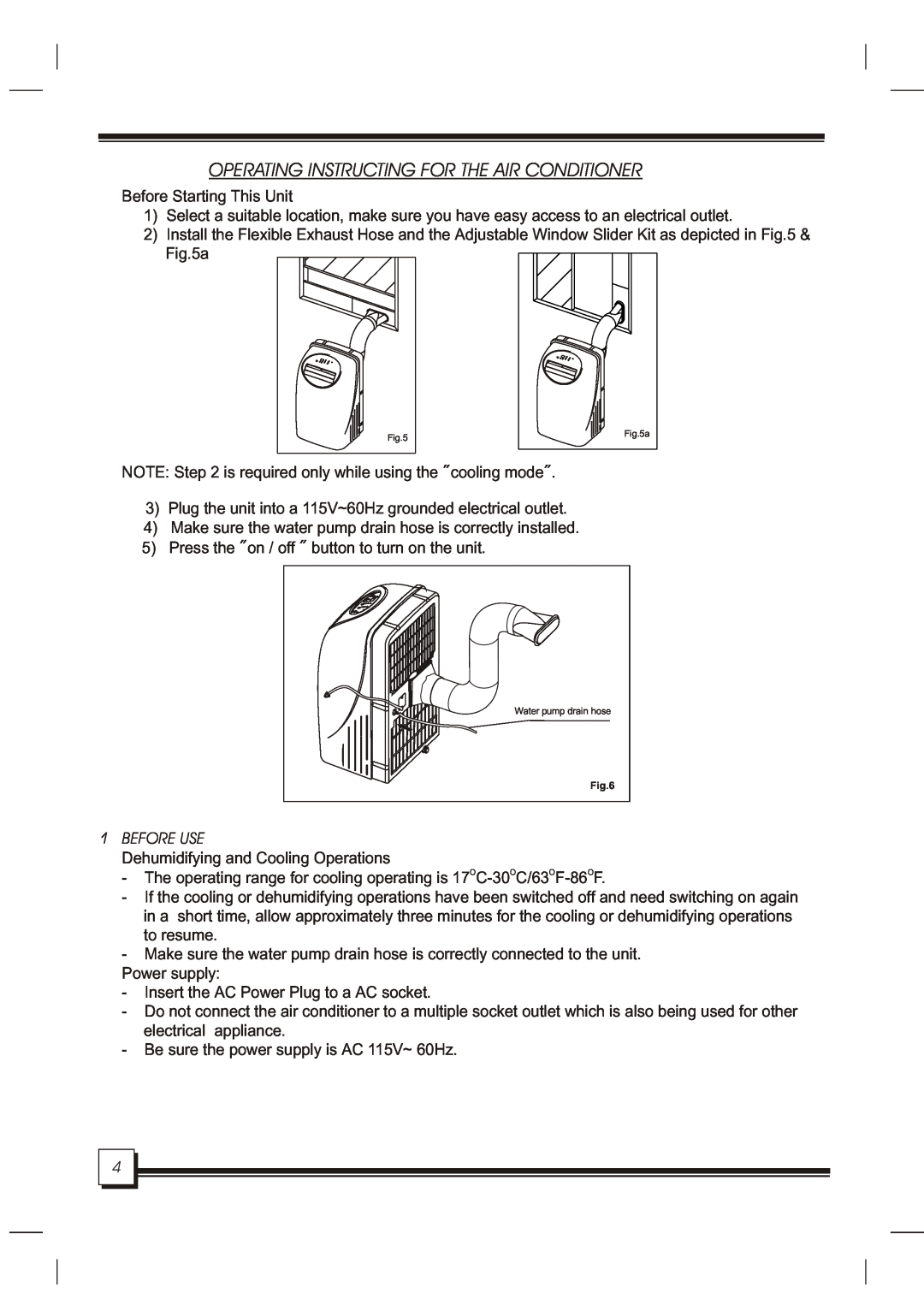 Daewoo DOC-091RH manual Operating Instructing For The Air Conditioner 