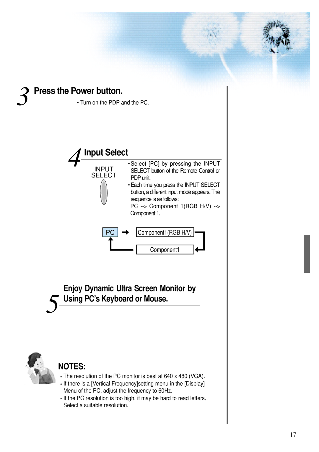 Daewoo DP - 42 WP, DP - 42 SP, DP - 42 GP user manual Press the Power button, Input Select 