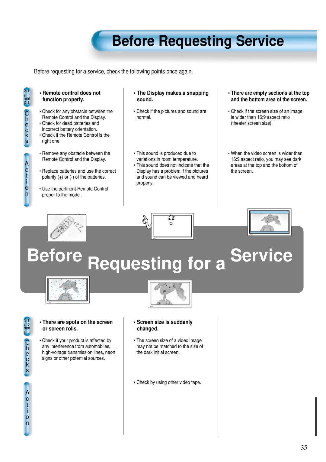 Daewoo DP - 42 WP, DP - 42 SP, DP - 42 GP user manual Before Requesting Service, O n 