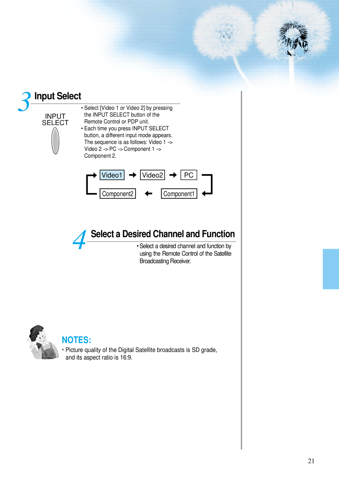 Daewoo DP-42WM, DP-42GM, DP-42SM user manual Input Select button 