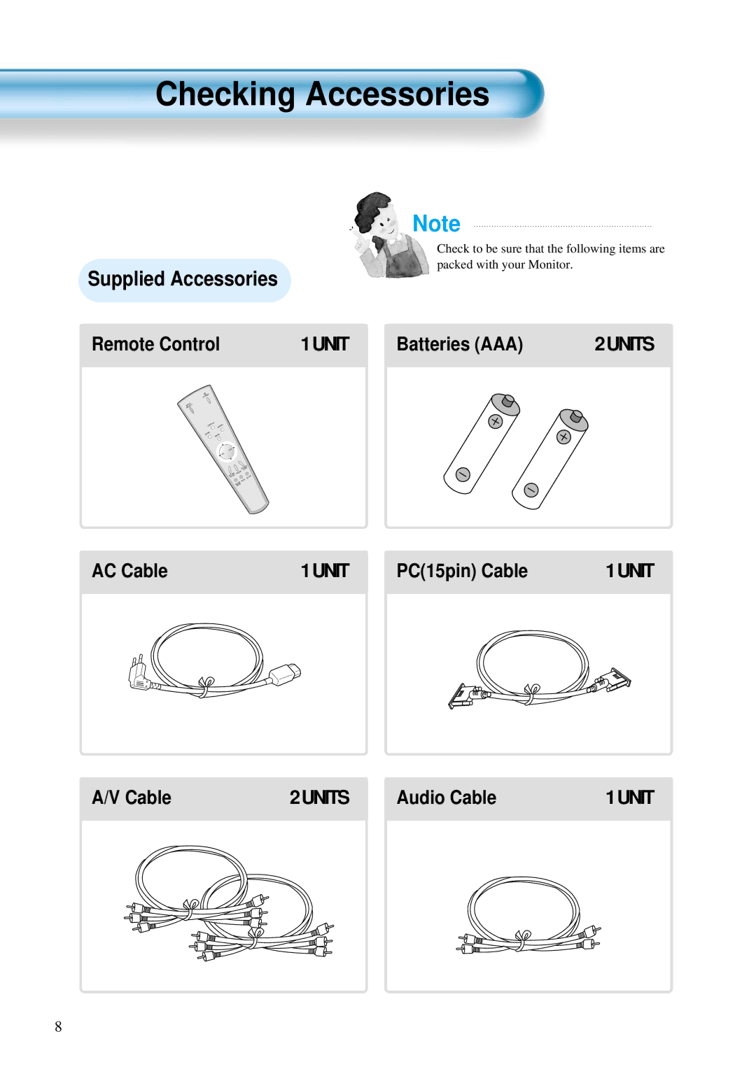 Daewoo DP-42SM, DP-42WM, DP-42GM user manual Checking Accessories 