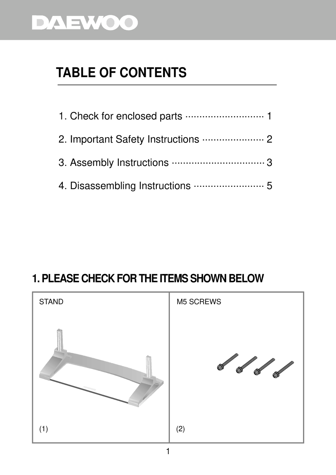 Daewoo DP-ST20, DP-ST21 instruction manual Table of Contents 