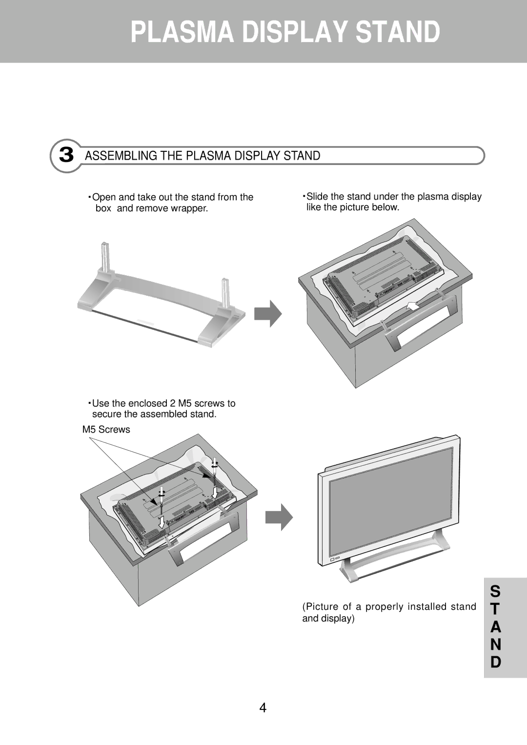 Daewoo DP-ST21, DP-ST20 instruction manual Assembling the Plasma Display Stand 