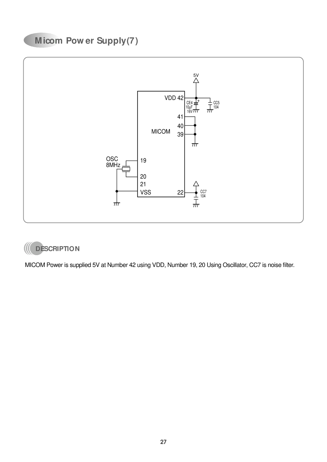 Daewoo DPB-280LH service manual Micom Power Supply7 