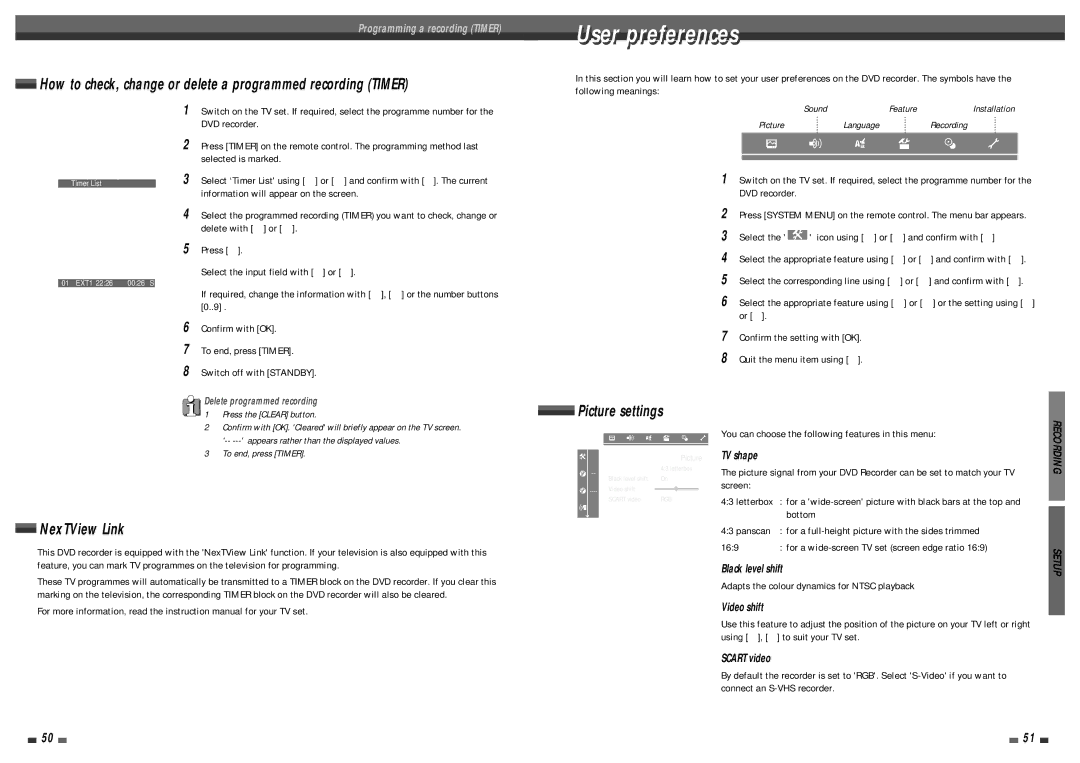 Daewoo DQR-1100D, DQR-1000D owner manual User preferences, Selected is marked 