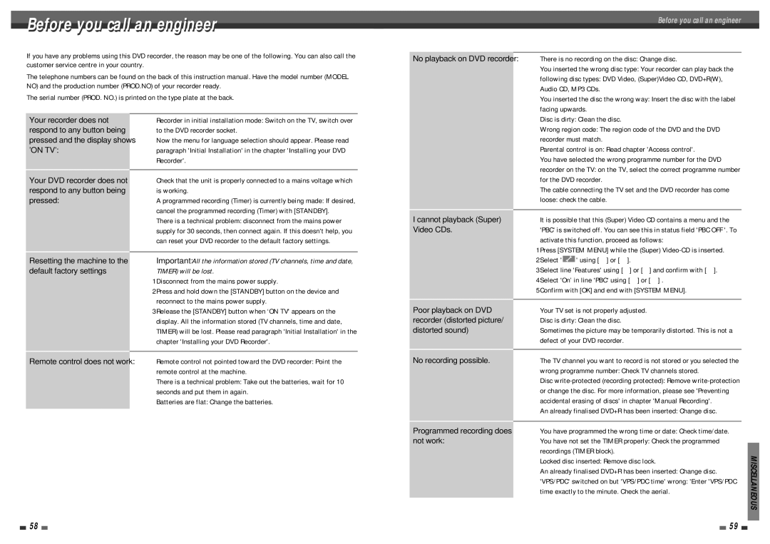 Daewoo DQR-1100D, DQR-1000D owner manual Before you call an engineer 