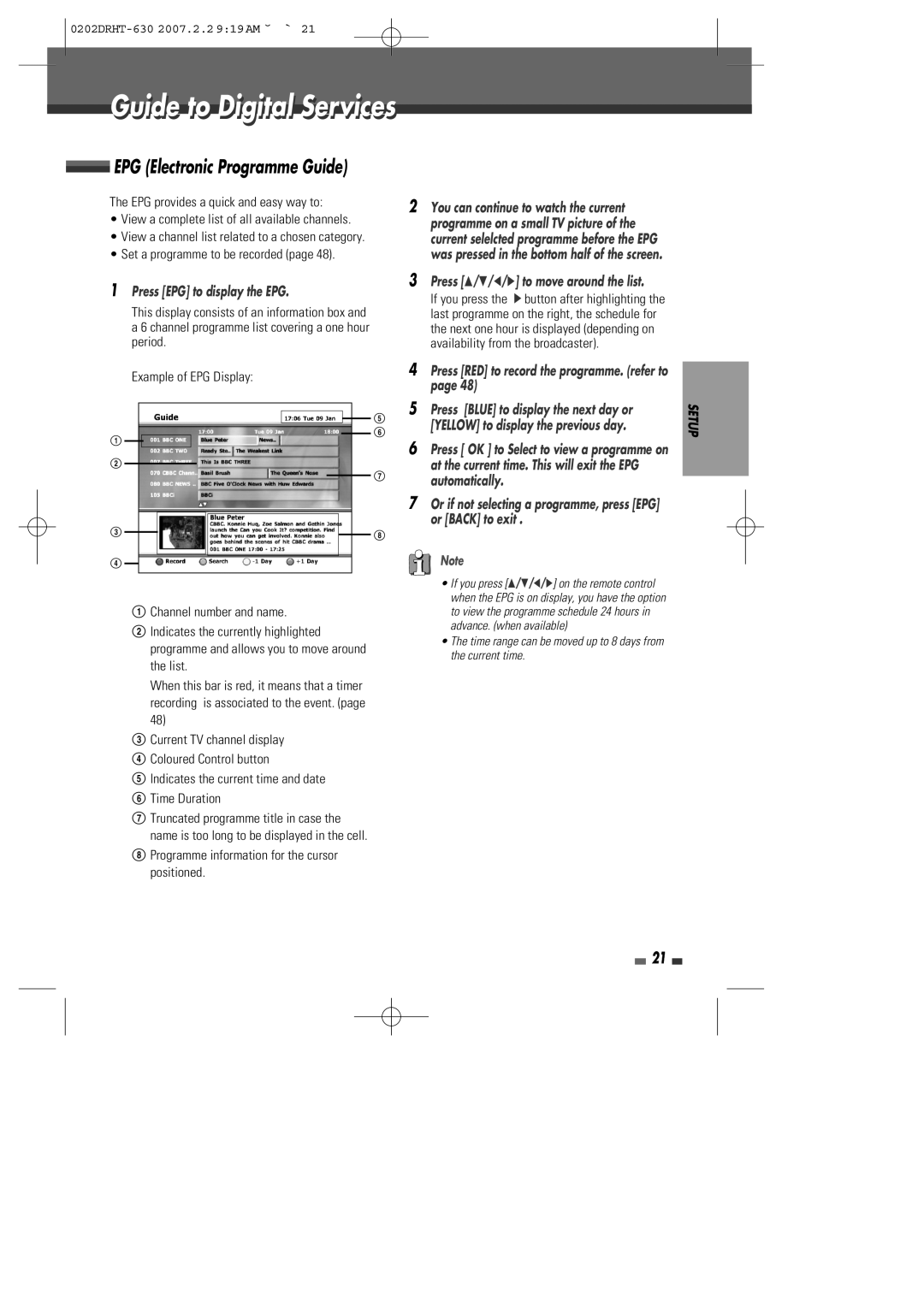 Daewoo DRHT-630 manual Guide to Digital Services, EPG Electronic Programme Guide, Press EPG to display the EPG 