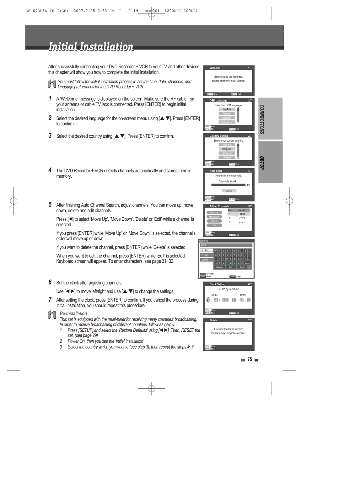 Daewoo DRV-6815 user manual Initial Installation, OSD Language 