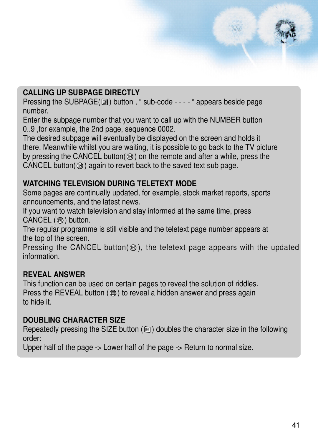 Daewoo DSA-9310E manual Calling UP Subpage Directly 