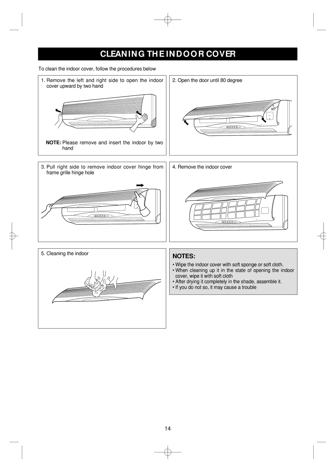 Daewoo DSB-F183L owner manual Cleaning the Indoor Cover 