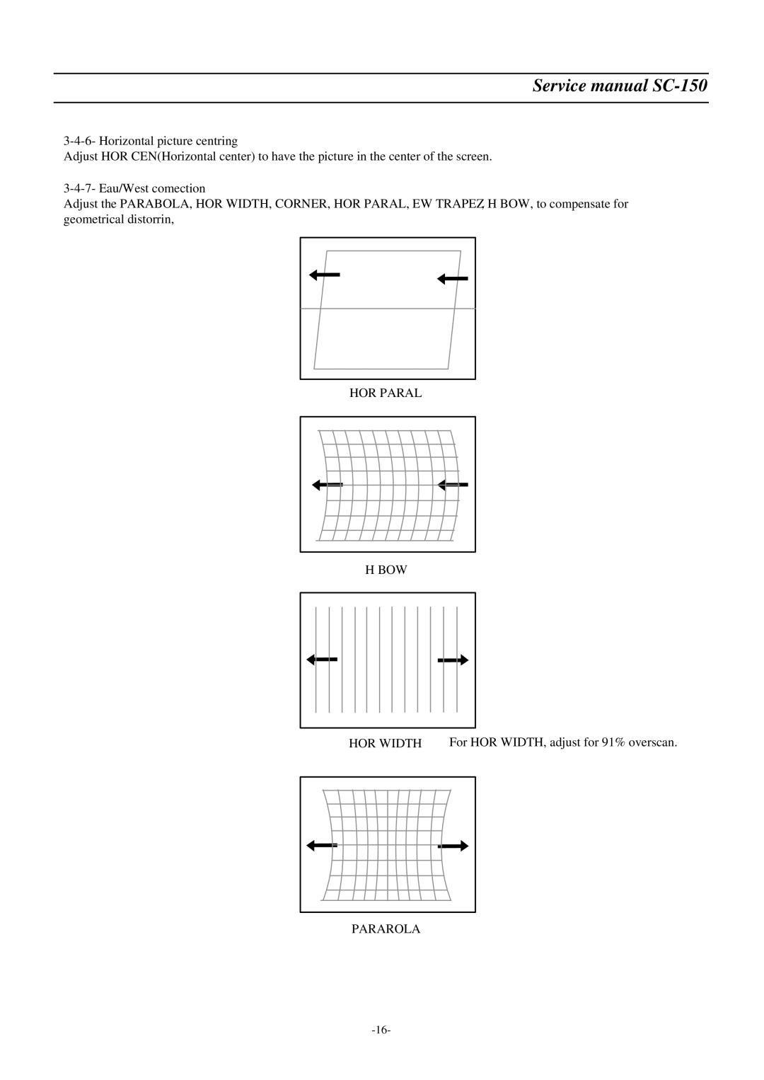 Daewoo DSC-3220E/3220L service manual HOR Paral BOW HOR Width 