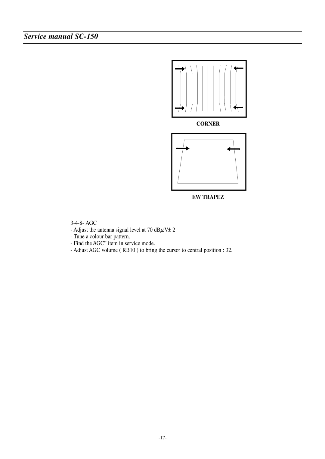 Daewoo DSC-3220E/3220L service manual Corner EW Trapez 