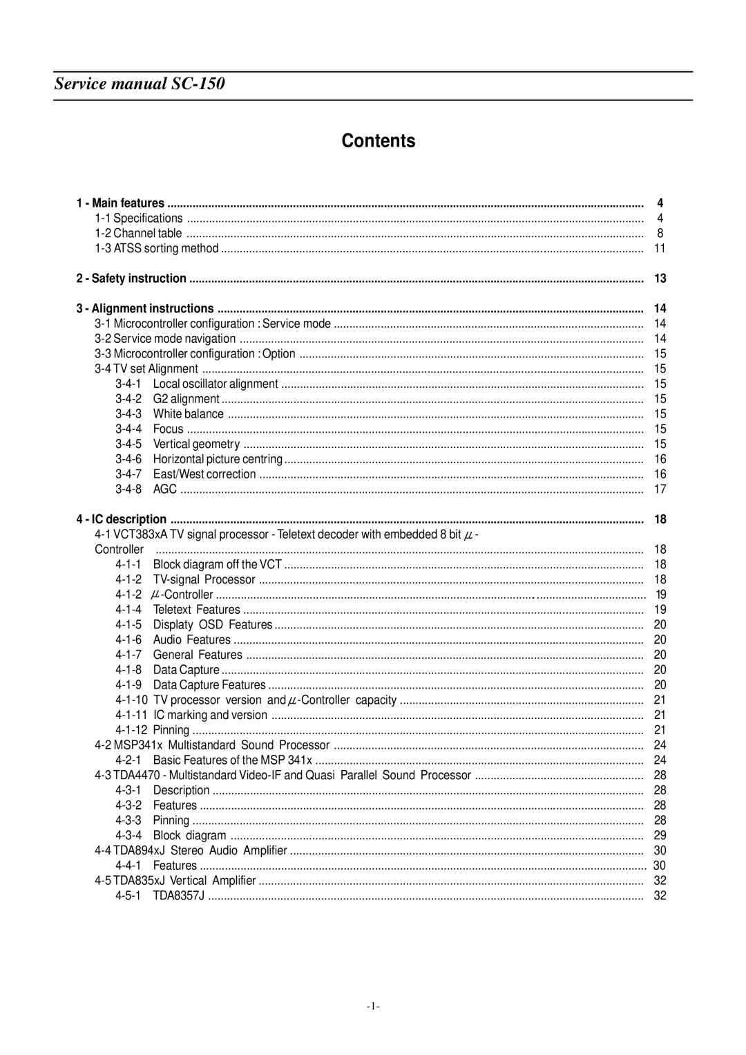 Daewoo DSC-3220E/3220L service manual Contents 