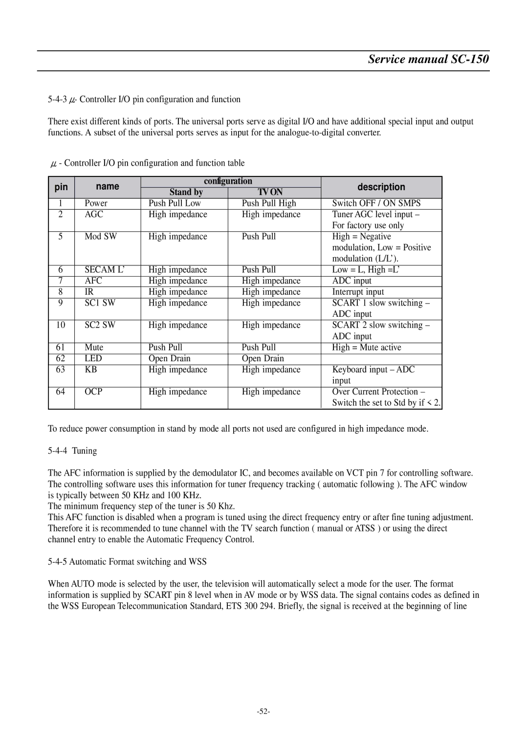 Daewoo DSC-3220E/3220L service manual Configuration, Stand by 