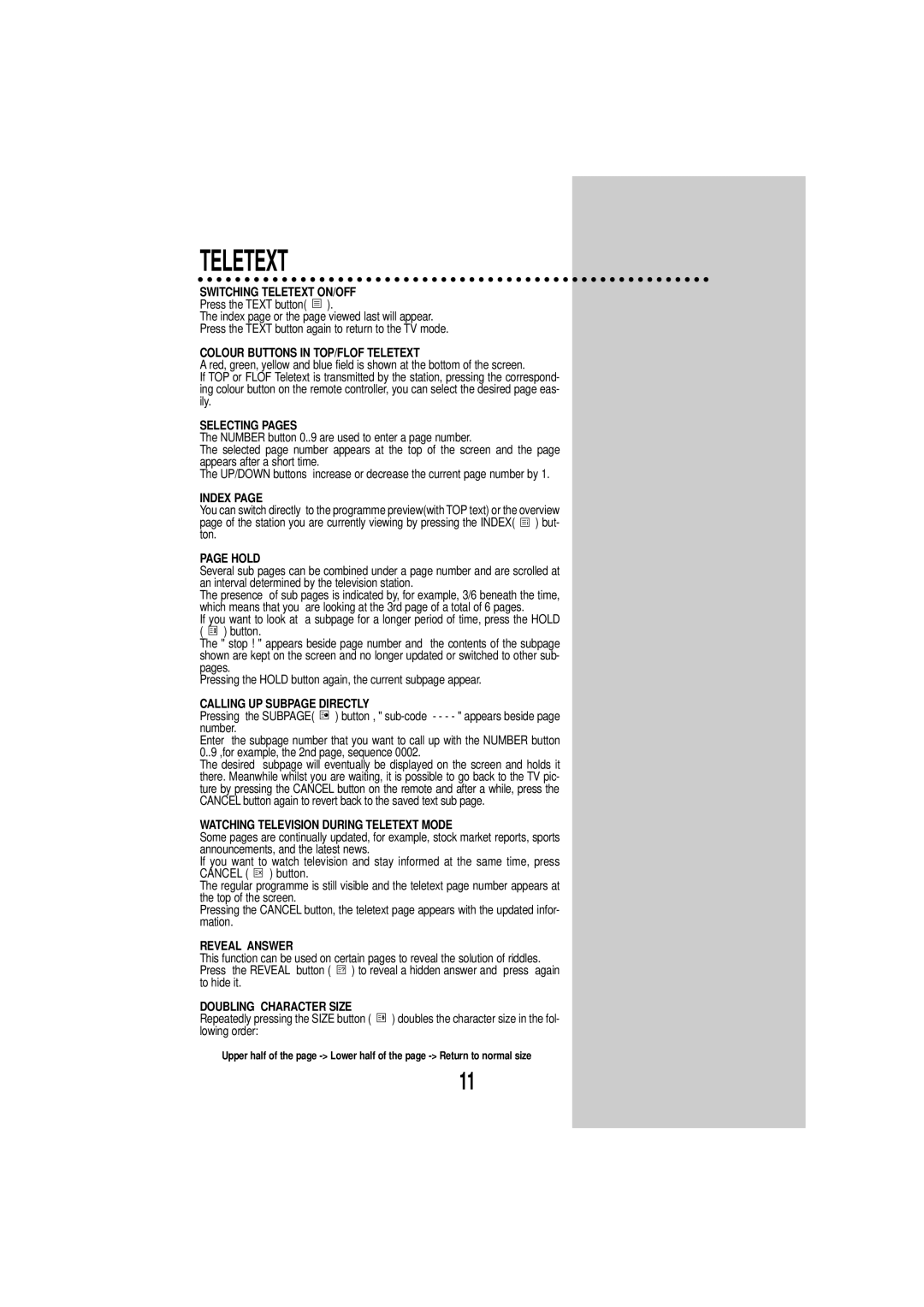 Daewoo DSC-3270E instruction manual Teletext 