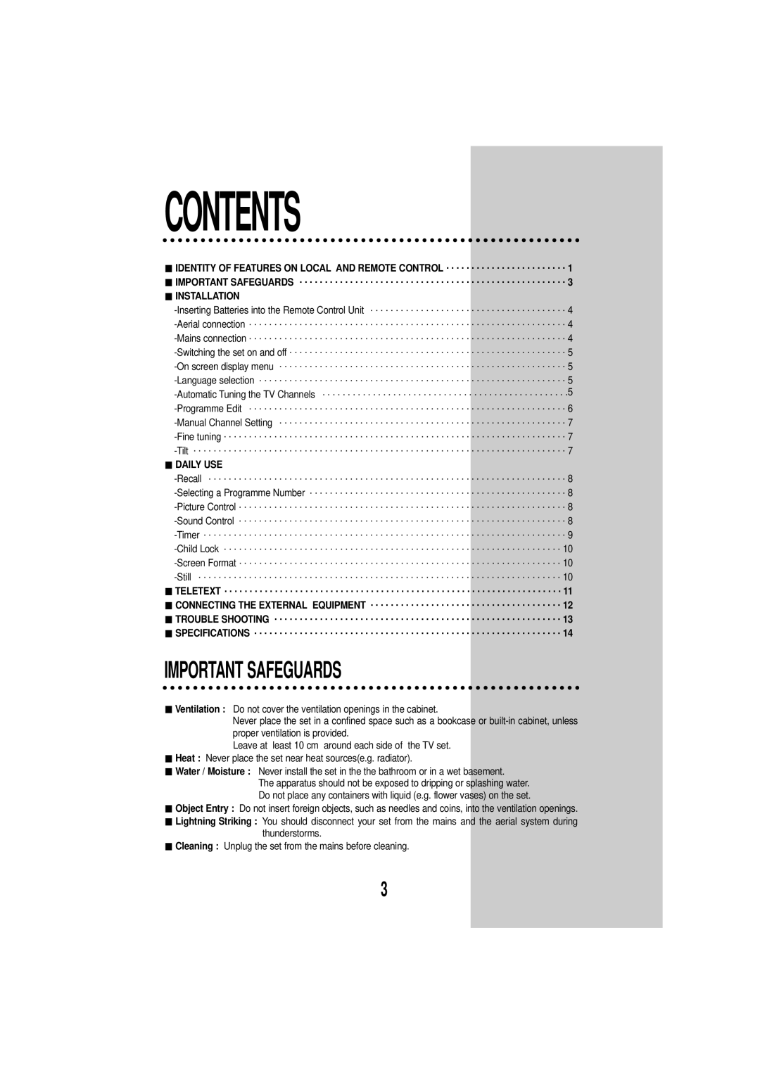 Daewoo DSC-3270E instruction manual Contents 