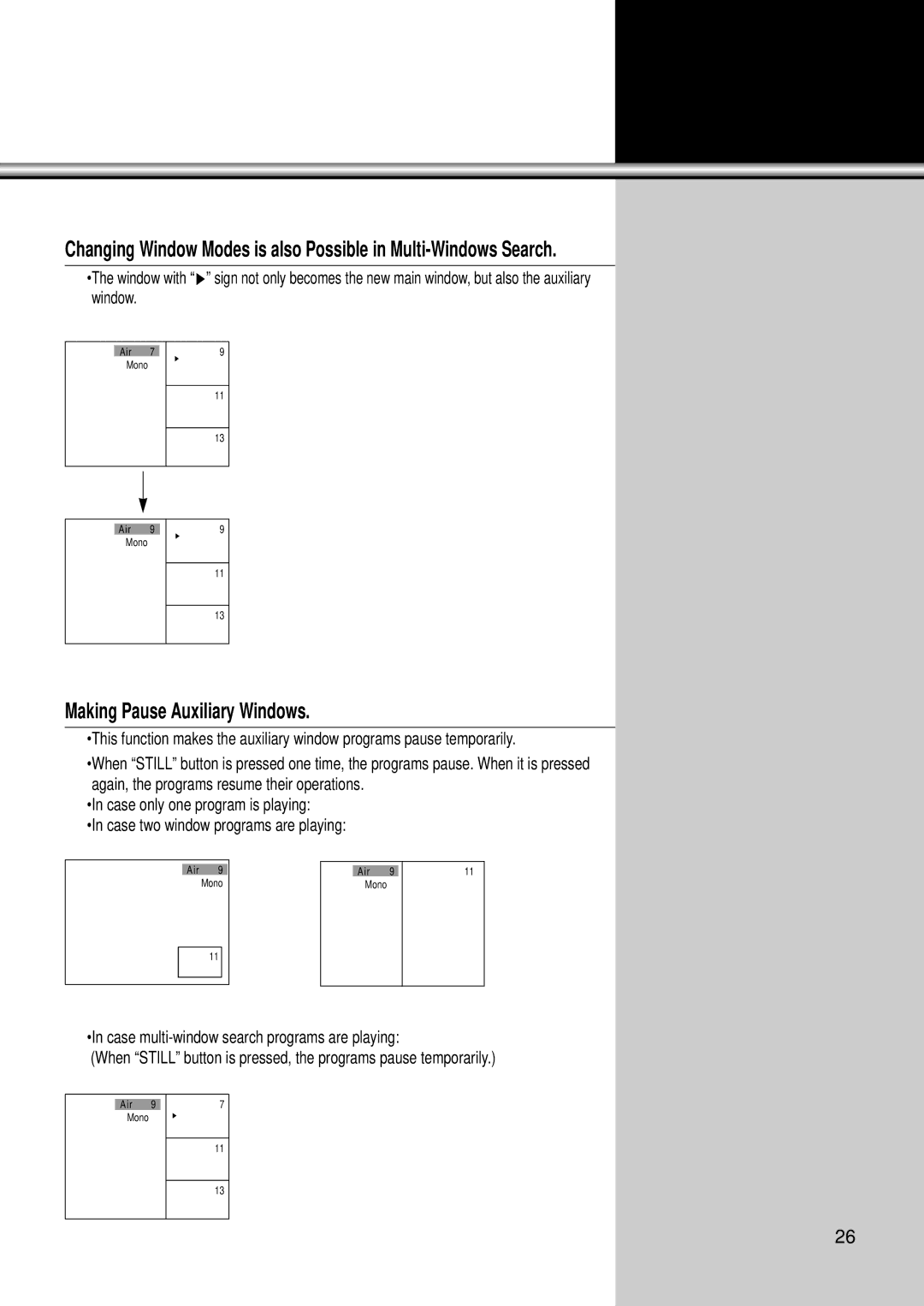 Daewoo DSC-34W70N user manual Making Pause Auxiliary Windows 