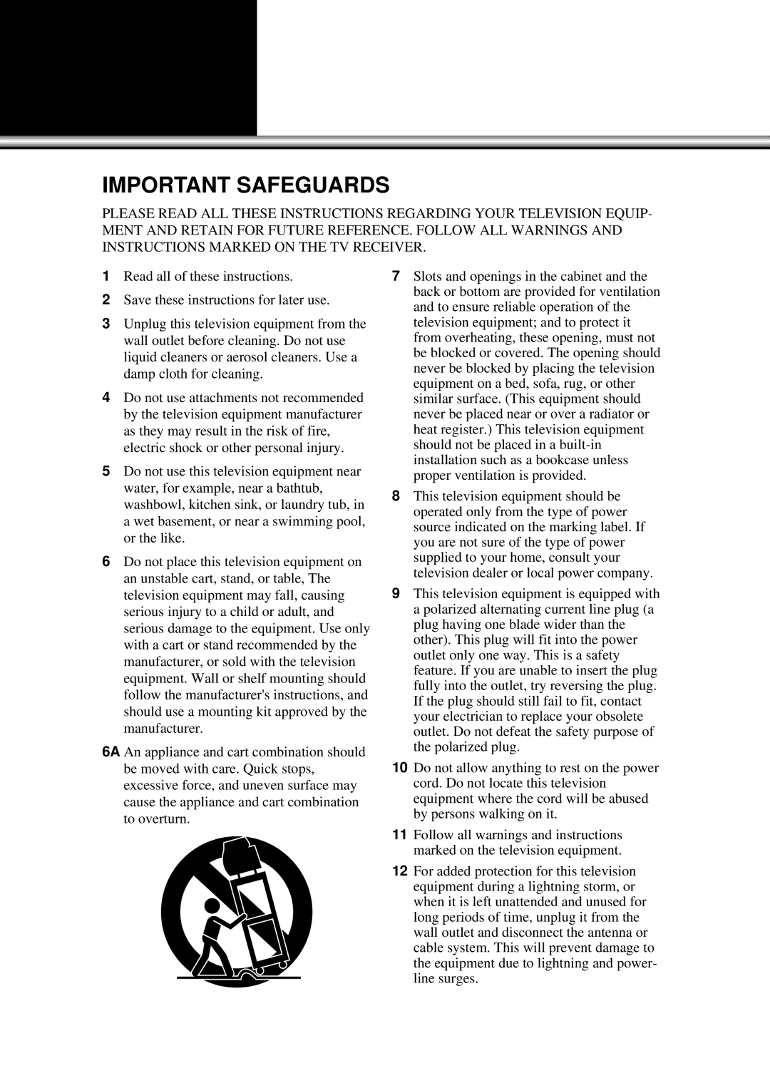 Daewoo DSC-34W70N user manual Important Safeguards 