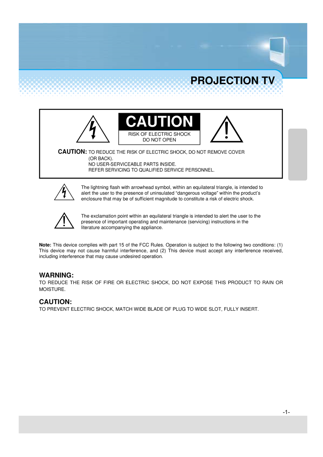 Daewoo 5520CRA, DSJ-4710CRA, 5510CRA, DSJ-4720CRA instruction manual Projection TV 