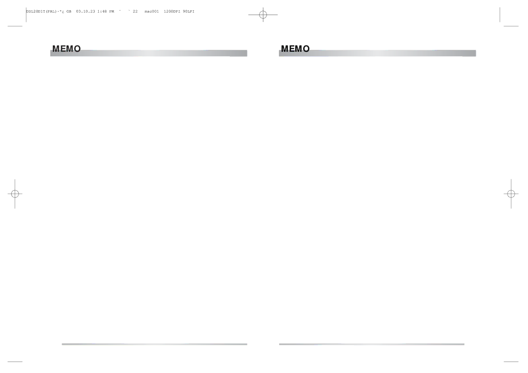 Daewoo DSL-20D1T instruction manual Memo 