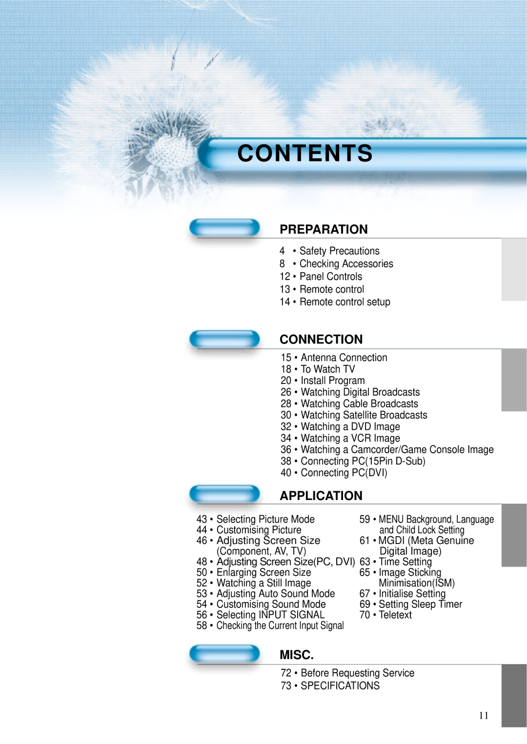 Daewoo DT- 4280NH user manual Contents 