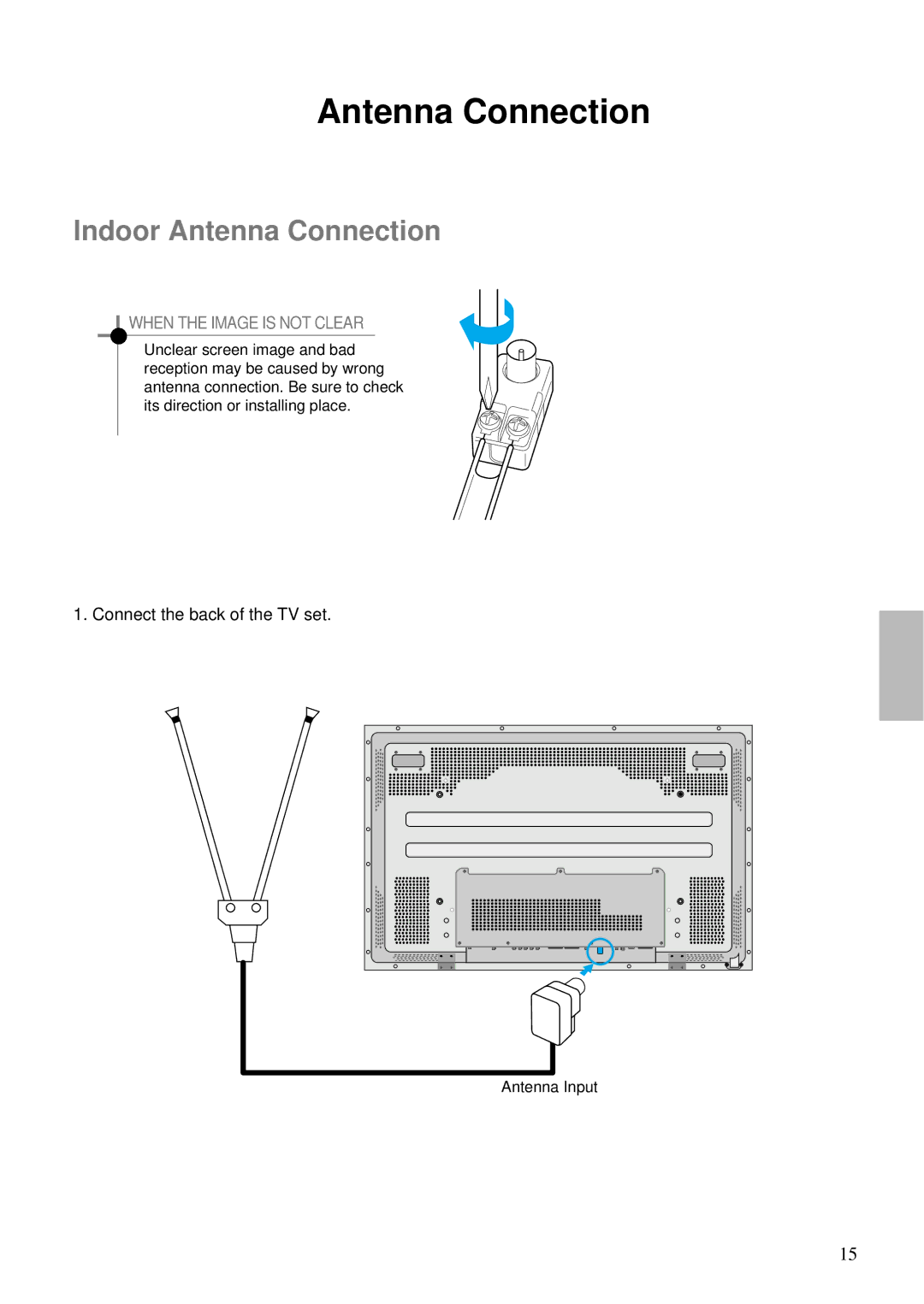 Daewoo DT- 4280NH user manual Antenna Connection, Connect the back of the TV set 