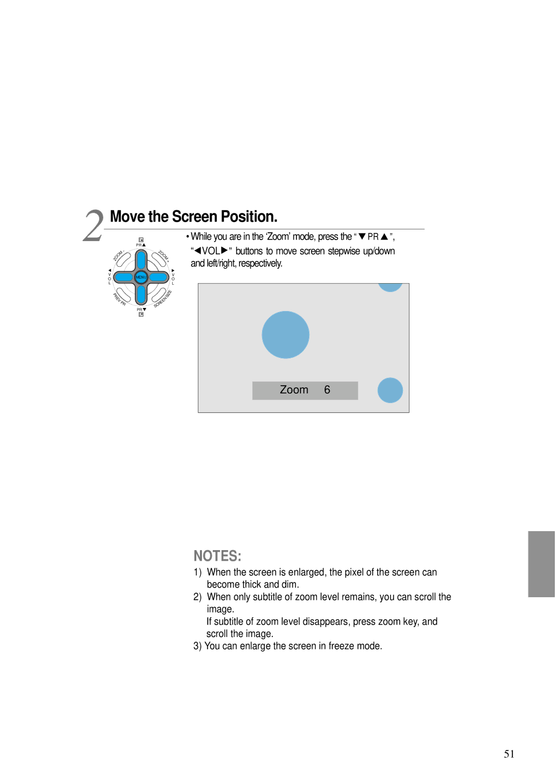 Daewoo DT- 4280NH user manual Move the Screen Position 