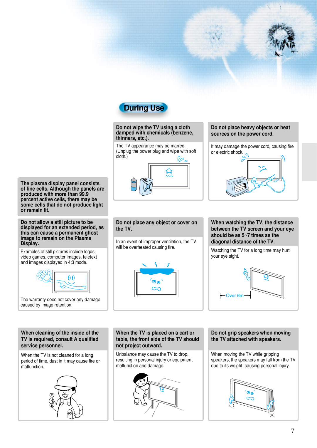 Daewoo DT- 4280NH user manual It may damage the power cord, causing ﬁre or electric shock 