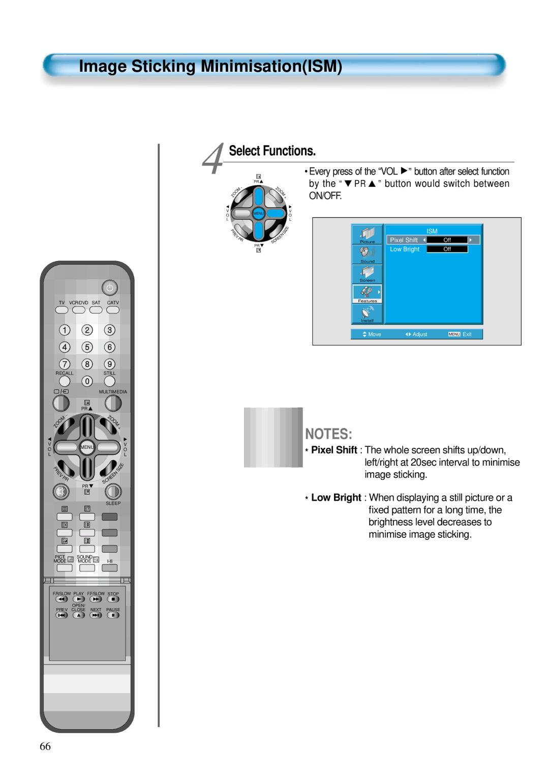 Daewoo DT-4280 NH, DT-4220 NH user manual Image Sticking MinimisationISM, By the PR button would switch between 