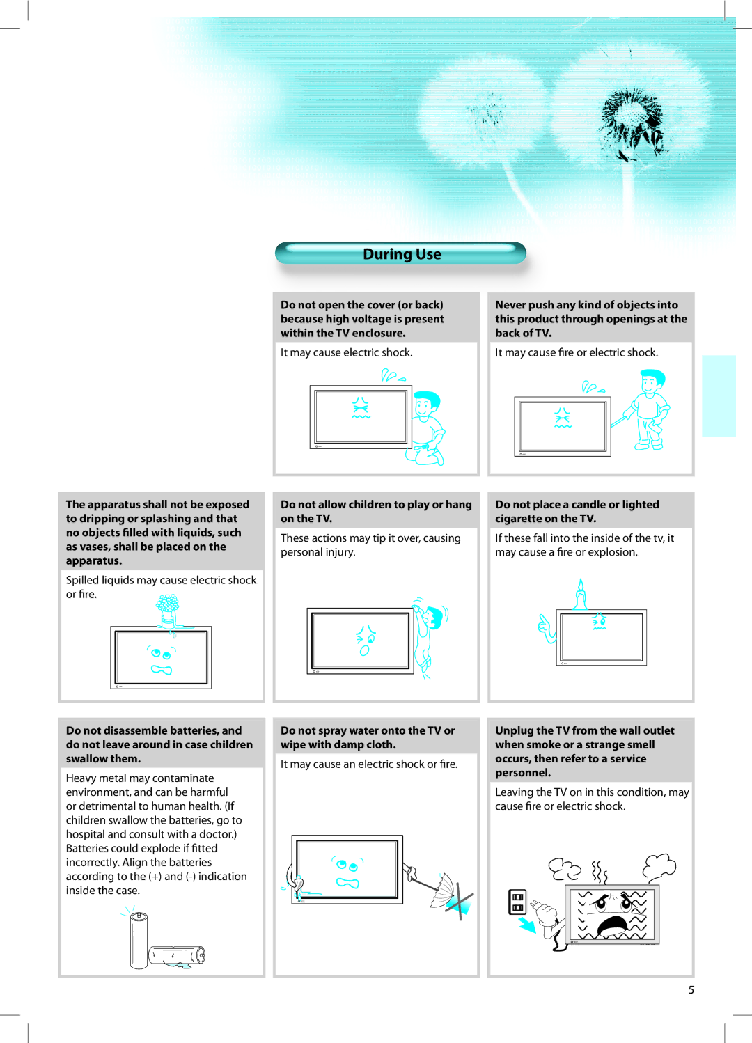 Daewoo DT-42A1 user manual During Use 