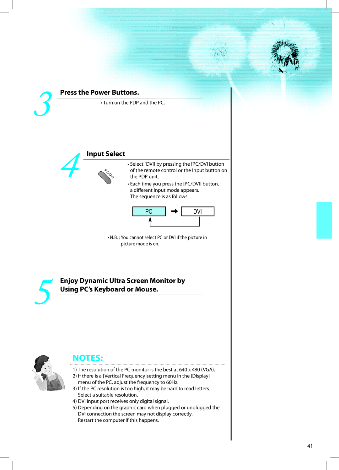 Daewoo DT-42A1 user manual PDP unit, Restart the computer if this happens 