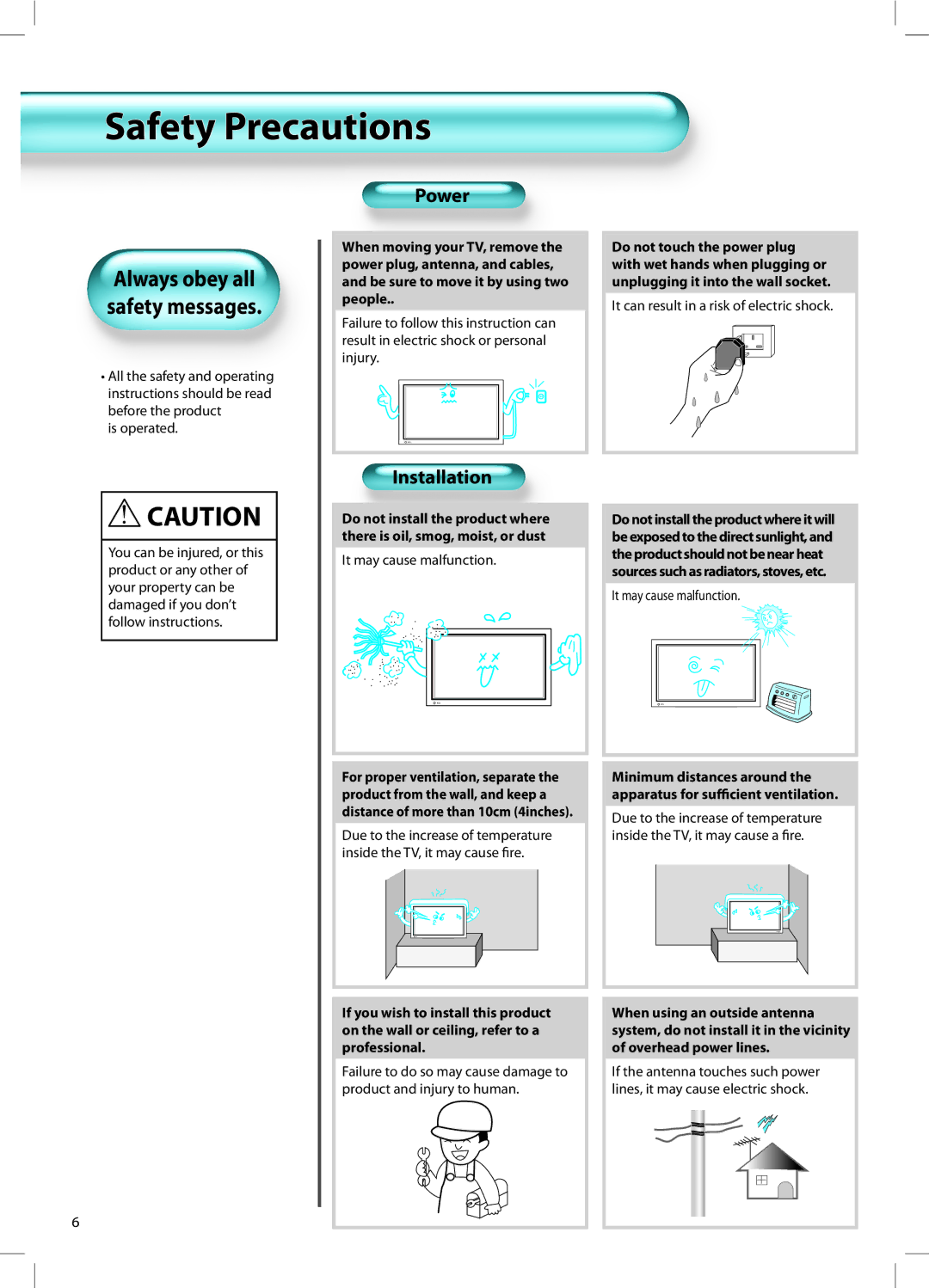 Daewoo DT-42A1 user manual It may cause malfunction, It can result in a risk of electric shock 