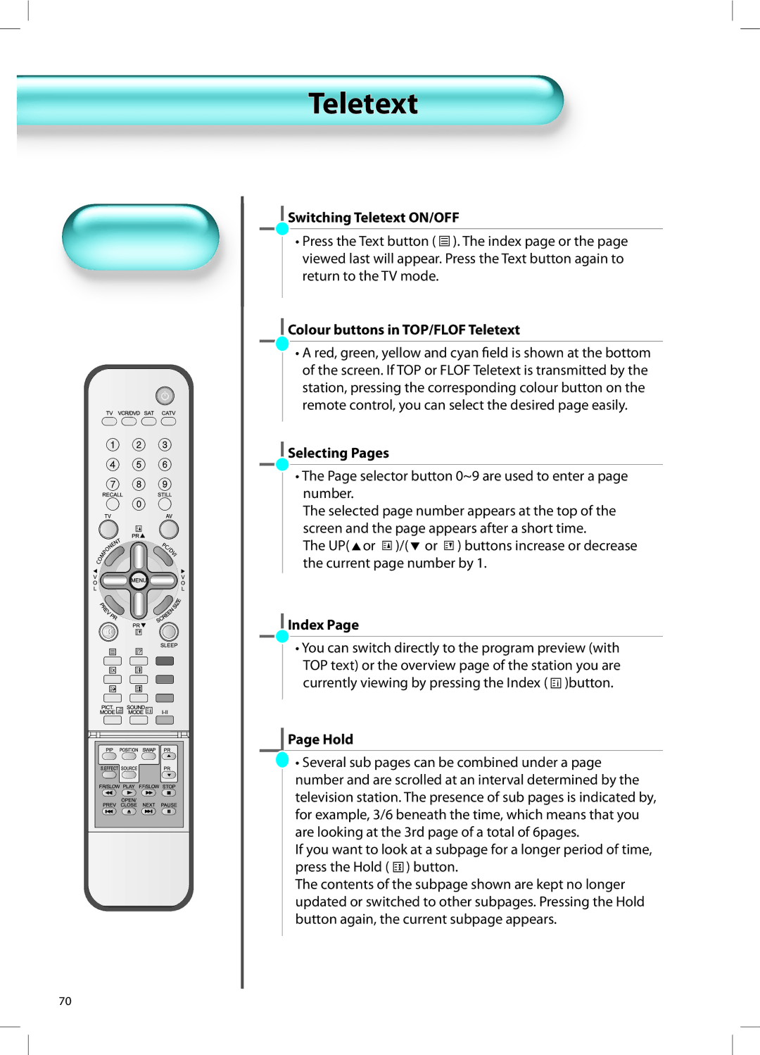 Daewoo DT-42A1 user manual Teletext 