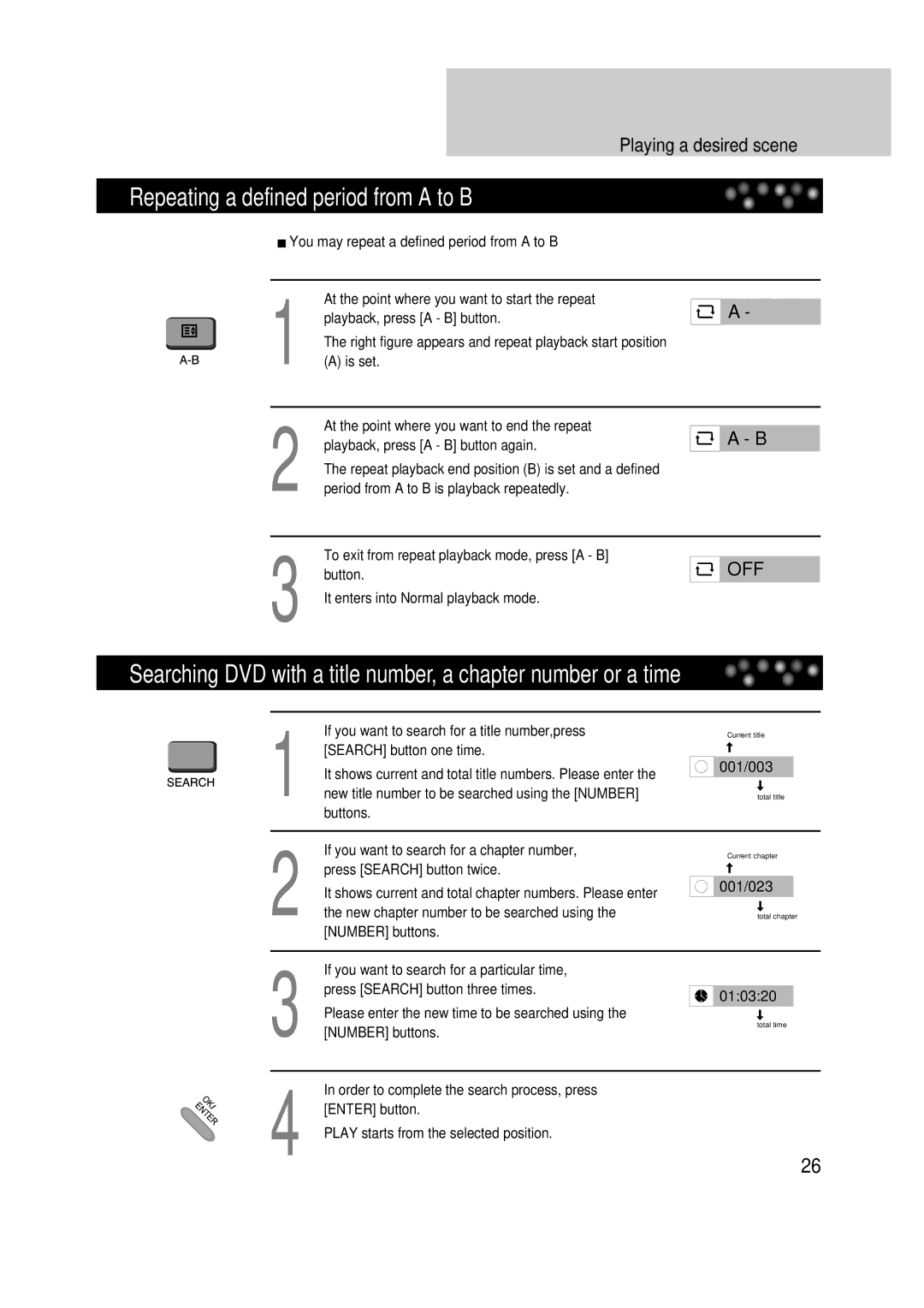 Daewoo DTD-14H9 owner manual Repeating a defined period from a to B, To exit from repeat playback mode, press a B, Button 