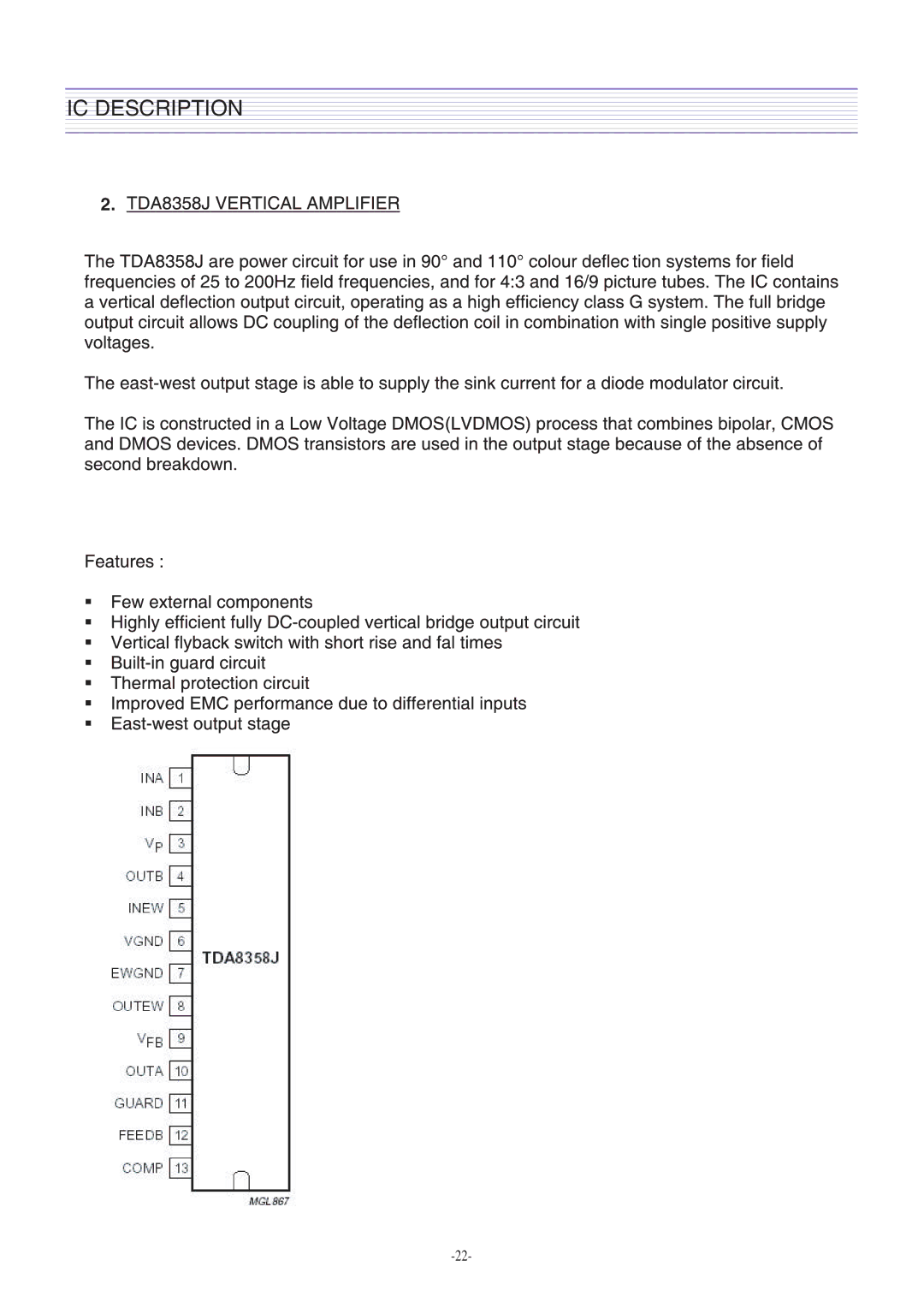 Daewoo CM-405F, DTH-2930SSFV service manual IC Description 